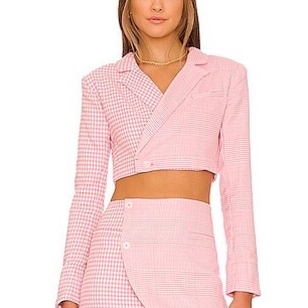 Majorelle X Revolve Nell Cropped Blazer in Picnic Pink Sz M Clueless Preppy
